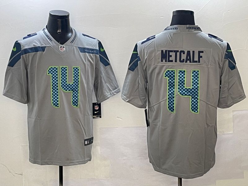 Men Seattle Seahawks #14 Metcalf Grey Second generation 2025 Nike Limited NFL Jersey style 3